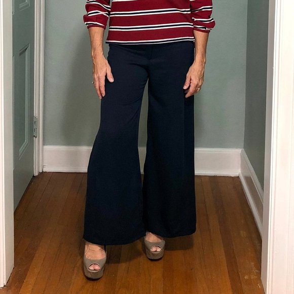 Navy Wide Leg Pants | Lyocell - Picture 5 of 12